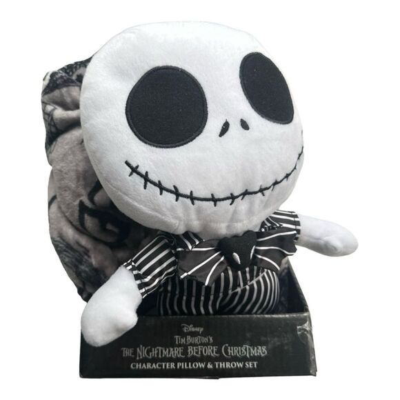 Disney Nightmare‎ Before Christmas Jack Pillow & Throw Set Plush Blanket - Picture 1 of 6